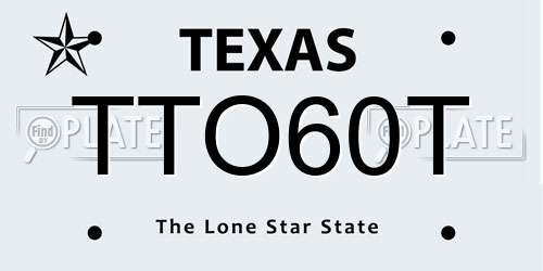 TTO60T Texas License Plate