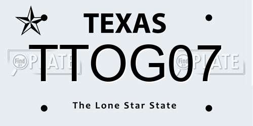 TTOG07 Texas License Plate