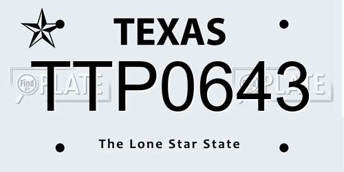 TTP0643 Texas License Plate