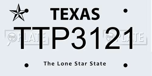 TTP3121 Texas License Plate