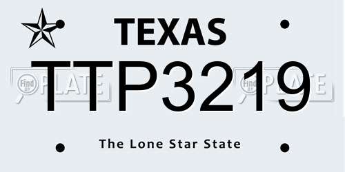 TTP3219 Texas License Plate