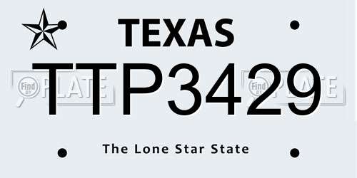 TTP3429 Texas License Plate