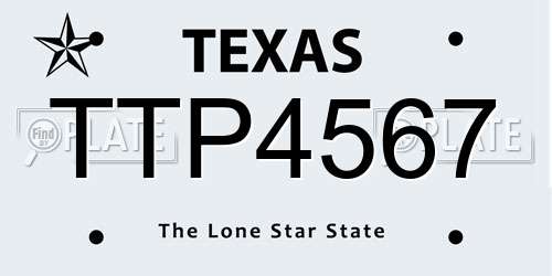 TTP4567 Texas License Plate