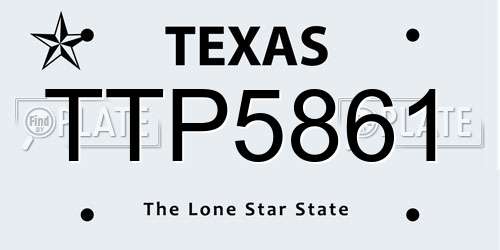 TTP5861 Texas License Plate