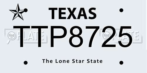 TTP8725 Texas License Plate