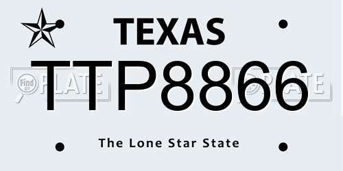 TTP8866 Texas License Plate
