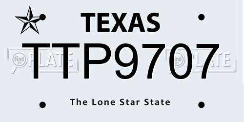TTP9707 Texas License Plate