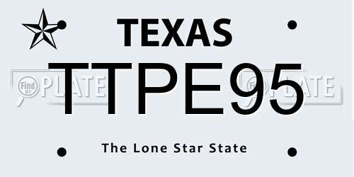TTPE95 Texas License Plate