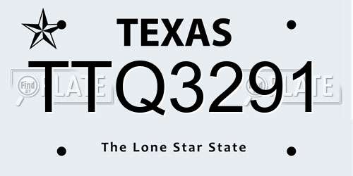 TTQ3291 Texas License Plate