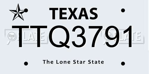 TTQ3791 Texas License Plate