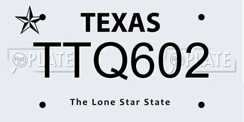 TTQ602 Texas License Plate