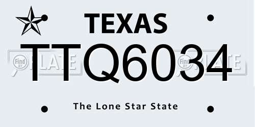 TTQ6034 Texas License Plate
