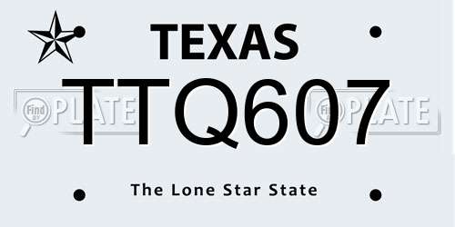 TTQ607 Texas License Plate