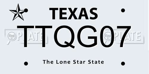 TTQG07 Texas License Plate