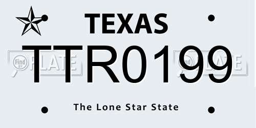 TTR0199 Texas License Plate