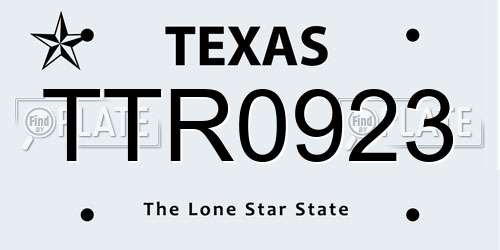 TTR0923 Texas License Plate