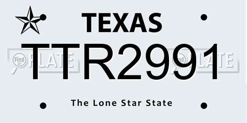 TTR2991 Texas License Plate