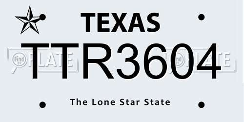 TTR3604 Texas License Plate