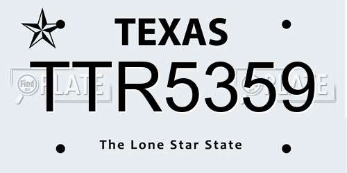 TTR5359 Texas License Plate