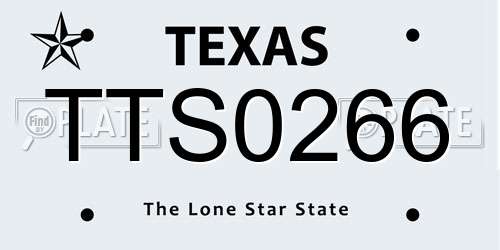 TTS0266 Texas License Plate