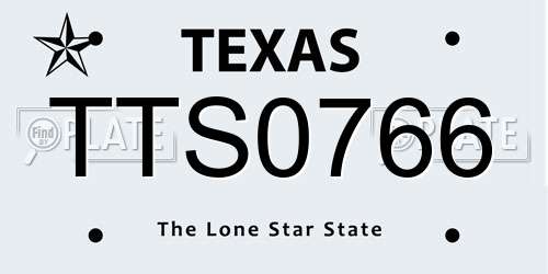 TTS0766 Texas License Plate