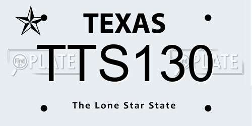 TTS130 Texas License Plate