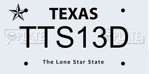 TTS13D Texas License Plate