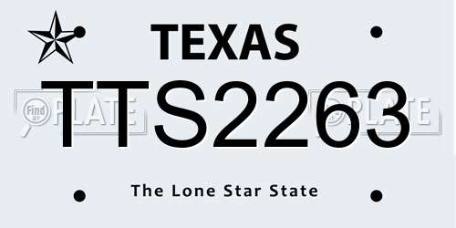 TTS2263 Texas License Plate