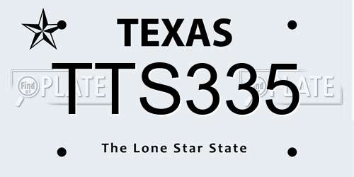 TTS335 Texas License Plate