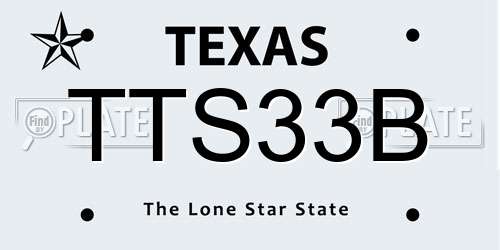 TTS33B Texas License Plate