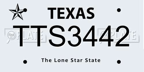 TTS3442 Texas License Plate