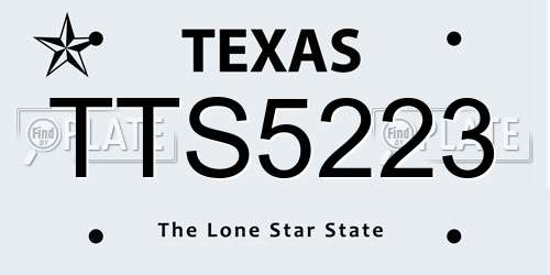 TTS5223 Texas License Plate