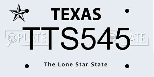 TTS545 Texas License Plate