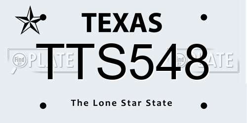 TTS548 Texas License Plate