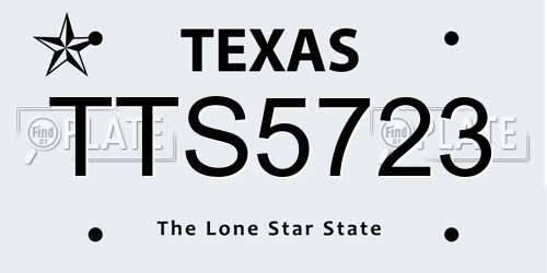 TTS5723 Texas License Plate