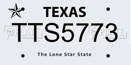 TTS5773 Texas License Plate