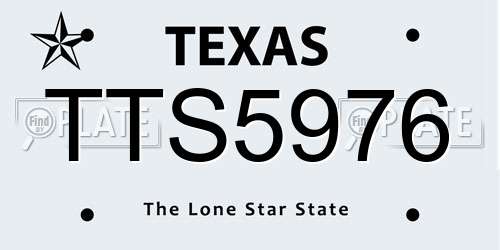 TTS5976 Texas License Plate