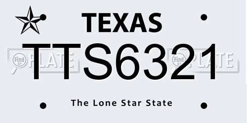 TTS6321 Texas License Plate
