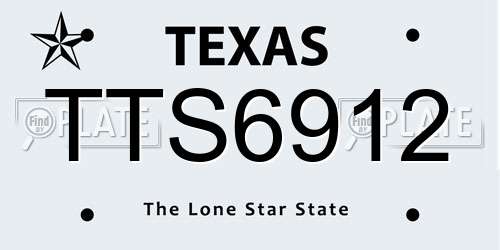 TTS6912 Texas License Plate