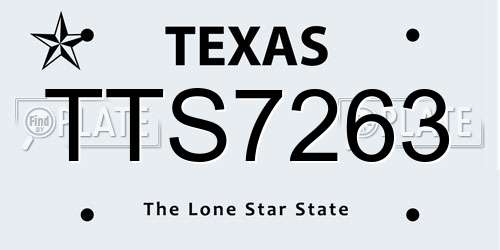 TTS7263 Texas License Plate
