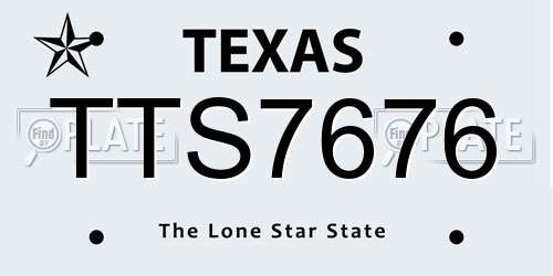 TTS7676 Texas License Plate
