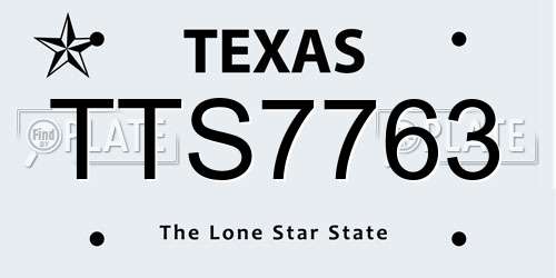 TTS7763 Texas License Plate