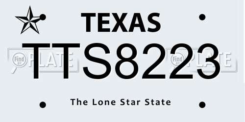 TTS8223 Texas License Plate