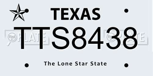 TTS8438 Texas License Plate