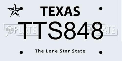 TTS848 Texas License Plate