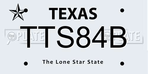 TTS84B Texas License Plate