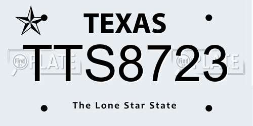 TTS8723 Texas License Plate