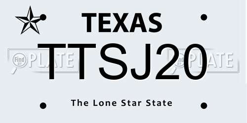 TTSJ20 Texas License Plate