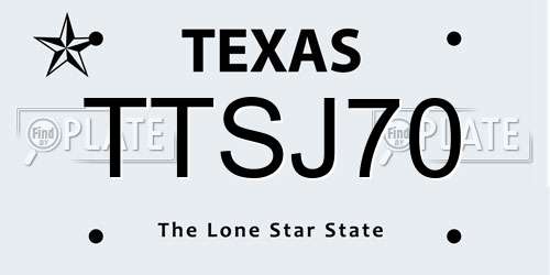 TTSJ70 Texas License Plate