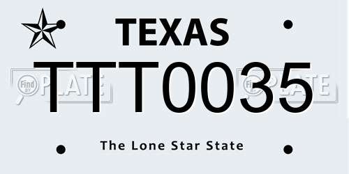 TTT0035 Texas License Plate